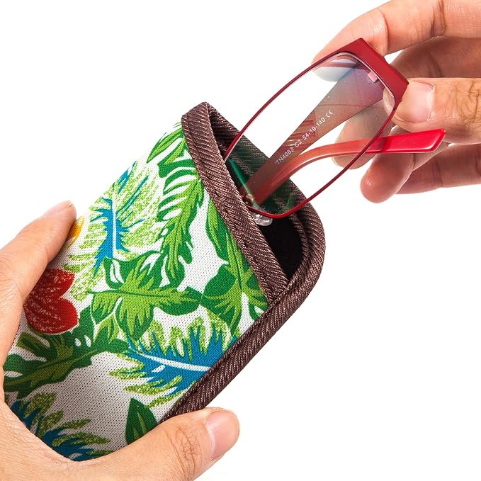 TRIUMPH VISION Reading Glasses Pouch Eyeglass Sleeve Soft Case Slim 3 Pack | Alternative to Bulky Case Lightweight，Neoprene Lined Padded Protect Optical lens Slip in, Cute Pattern Portable for Daily Use