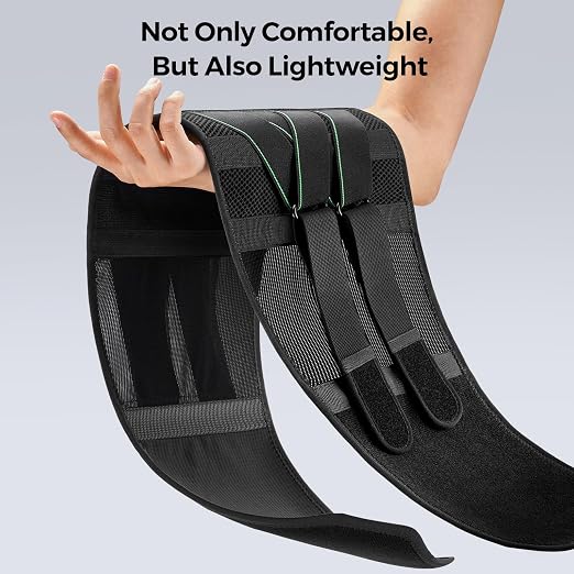 FREETOO Ergonomic Back Support Belt for Men Women Lower Back Pain with 7 Metal Stays, Comfy Back Brace with 3D Soft Pad