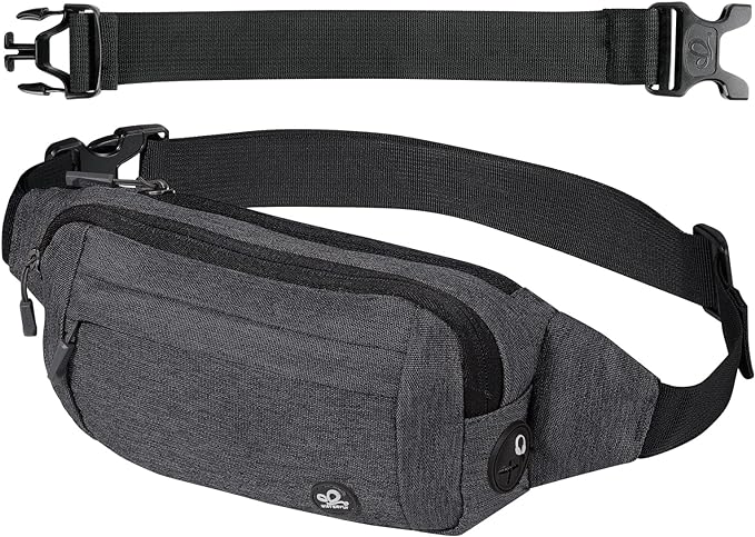 WATERFLY Small Fanny Pack Crossbody Lightweight Waist Bag for Woman Man | Adjustable extender strap, Slim compact, Water-resistant durable material, Breathable back pad, Multi-scene for travel, daily