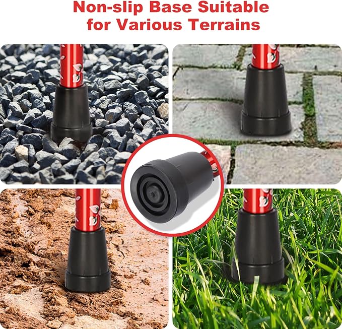 MFE Folding Cane, Portable 5-Level Adjustable Height Walking Stick with Foldable Design, Wrist Strap, and T Handle for Men and Women