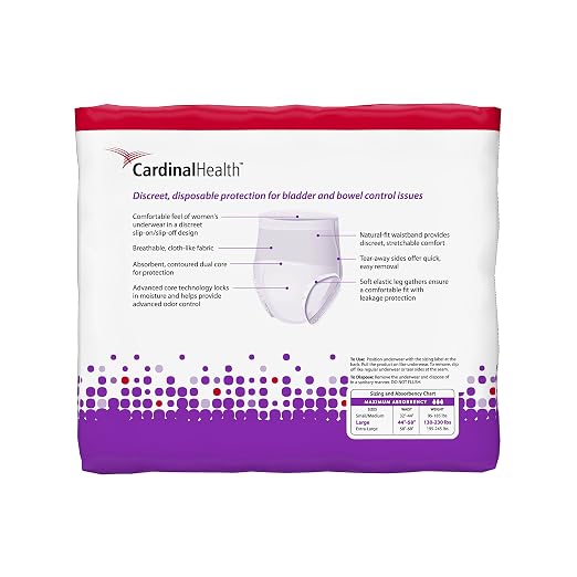 Cardinal Health UWFSM20 Women's Underwear Maximum Absorbency 18 CT Large