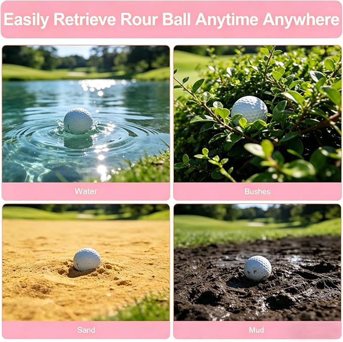 Golf Ball Retriever Telescopic, 9Ft Golf Ball Retriever for Water, Professiona Stainless Steel Ball Retriever Tool Golf, Light Weight Double Sided Golf Ball Grabber, Golf Accessories Gifts