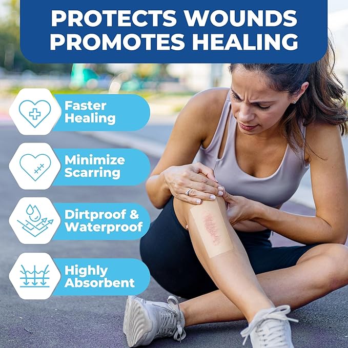 Hydrocolloid Bandages Roll, 2in x 16ft, Cut to Size Hydrocolloid Patch for Wound Care, Waterproof, Medical Adhesive Wound Dressing Tape for Blister, Burn, Acne, Pimple, Extra Large
