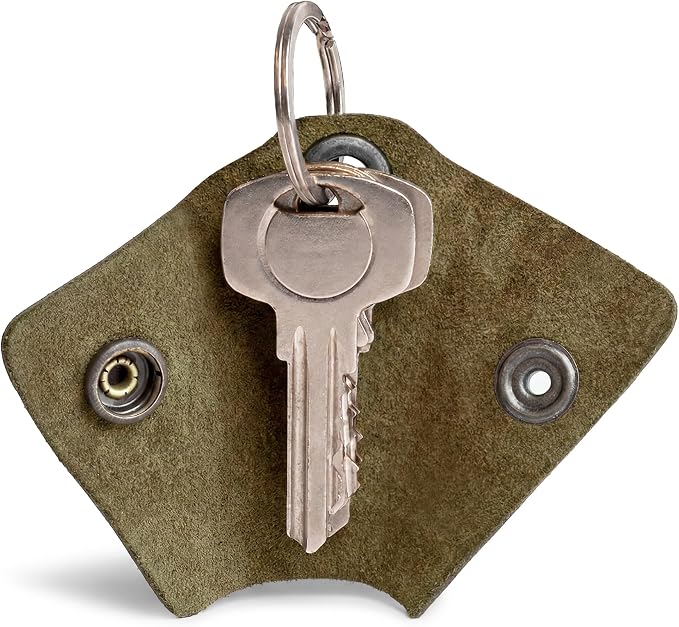 Hide & Drink Full Grain Leather Wrap Keychain, Organizer Snap Closure, Key Ring Cover, Silencer Sleeve Key Holder for Men