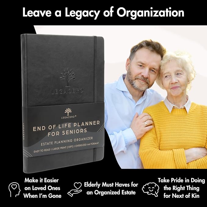 End of Life Planner for Seniors - Guided Estate Planning Organizer for Next of Kin. Large What To Do When I’m Gone Book and Important Document Organizer to Share with Your Executor (Black)