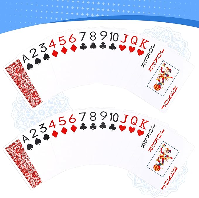 Playing Cards, Deck of Cards, Poker Cards, Jumbo Poker Size Large Print Playing Cards for Adults Seniors, Card Games for Family Game Night Table Games Magic Casino Theme Party (Red)