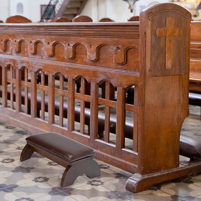Prayer Kneeler Bench, Wooden Kneelers for Praying, Church Prayer Bench Stool for Kneeling at Home, Padded Prayer Kneeler Bench for Home and Church, Religious Gifts