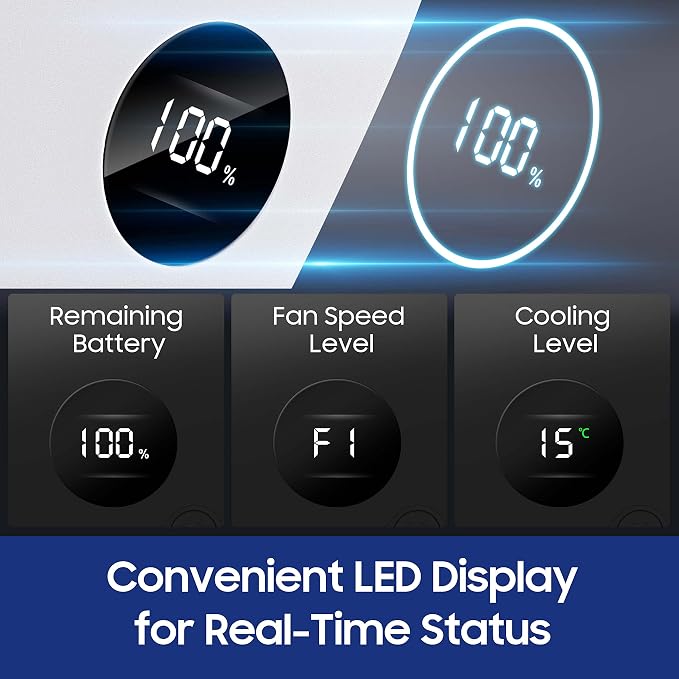 HomePlus Cooling Neck Fan, 2-in-1 Neck Air Conditioner Portable Rechargeable, Wearable Personal Fan, 4400mAh Large Battery, Ergonomic Design, White
