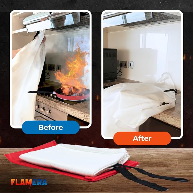 Emergency Fire Blanket for Home and Kitchen (4-Pack) Fireproof and Fire Suppression Blanket | 40"x40" Fiberglass Fire Blankets for Home Safety, Camping, and Office - Fire Retardant Blankets for Fires