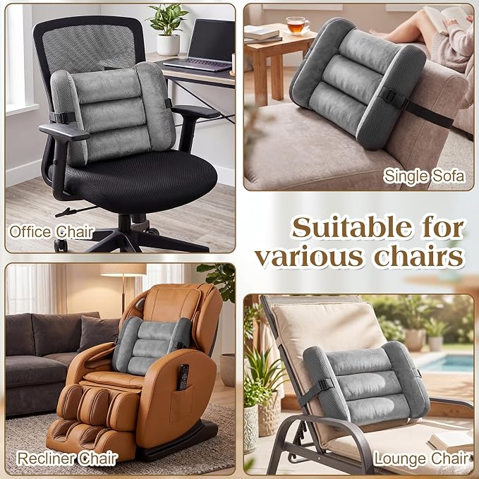Lateral Support for Wheelchair Back Cushion Pressure Relief Side Support Pads Recliner Wheelchair Lumbar Pillow for Office Chair Back(Dark Gray)
