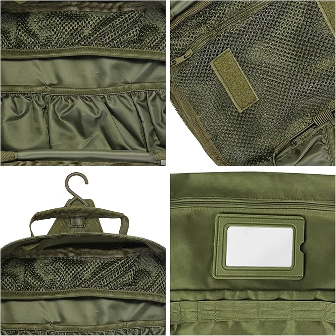 SMONT Tactical Toiletry Bag for Men, 9.5" Hanging Dopp Kit Shaving Hygiene Bag for Traveling Bathroom