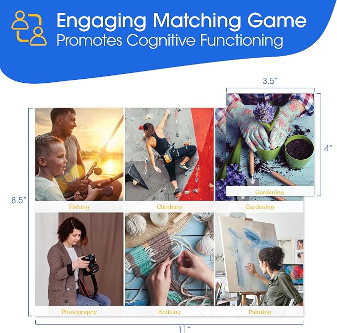 Keeping Busy Match Photo 3 Dementia Activities for Seniors | Alzheimer Products for Elderly Patients | Fun Memory Game Toy & Cognitive Brain Puzzle for Senior Citizens w/Memory Loss or Alzheimers