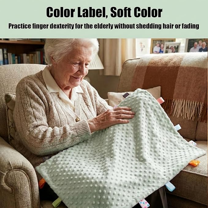 Fidget Blanket for Adults with Dementia, Sensory Blanket Mat for Alzheimers Patients, Dementia Activites for Senior, Gift for Dementia Patients,Sensory Toys for Autism (Light Green)