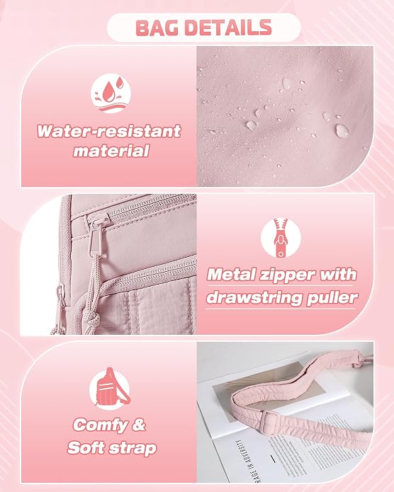 Smasrob Puffer Sling Bag for Women with RFID Blocking Pocket | Hidden Water Bottle Holder, Small Crossbody Bag with Multiple Pockets