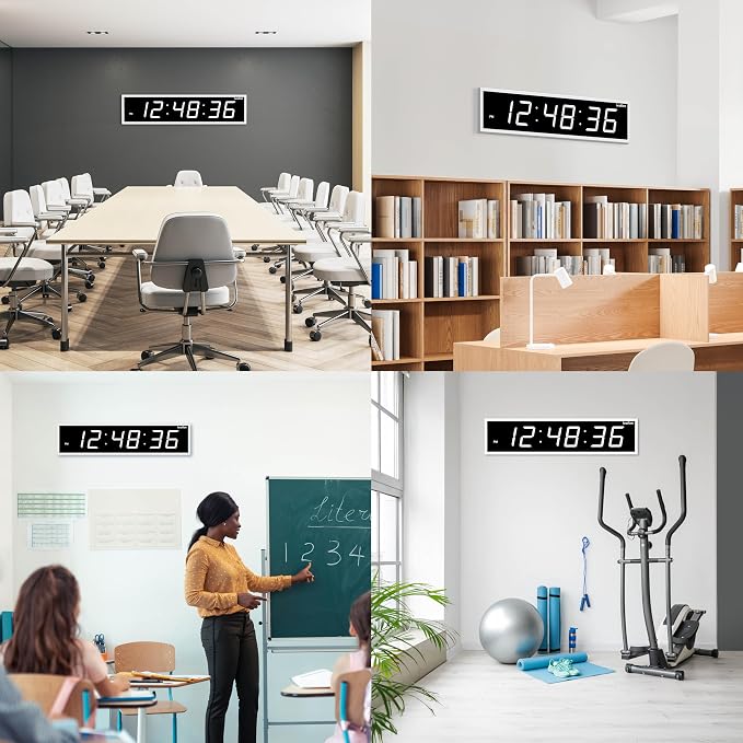 Ivation Oversized Large Digital Wall Clock - Big LED Digital Clock w/Large Display & Durable Aluminum Frame Shelf or Wall Mount (36 Inch - White) 6 Brightness Levels | Time Memory | Remote