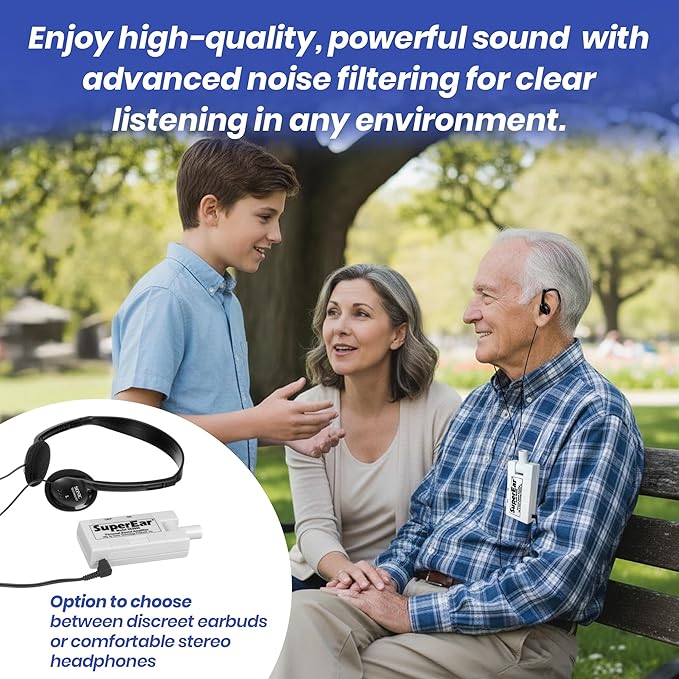 SuperEar Model SE5000 (PSAP) for Seniors - Hearing Amplifiers for Seniors, Super Ear Personal Sound Amplifier, Sound Amplifier Listening Device and Audio Accessories in 50dB Ambient Sounds Increase