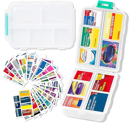 2026 New Extra Large Pill Box with Medicine Labels Travel Essentials Daily Med Container Mini Medication Organizer Storage Organizer Case 7 Day Pill Organizer(White)