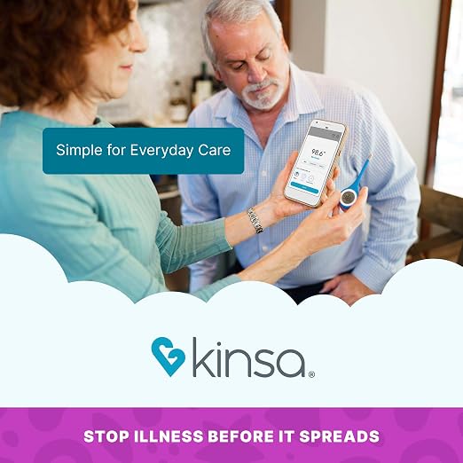 Kinsa QuickCare Smart Digital Thermometer, FDA Cleared | Medical termometro for oral, armpit or rectal readings for babies, kids and adults