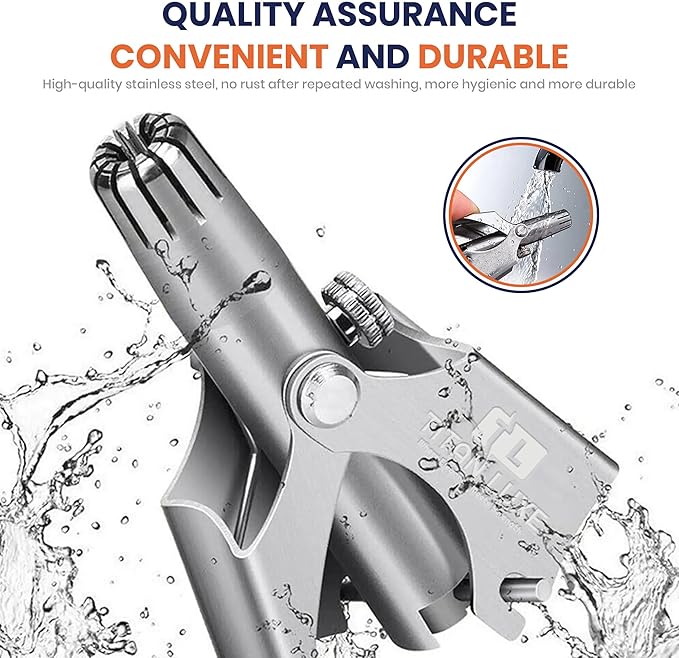 Stainless Steel Manual Nose Hair Trimmer for Men and Women | Manual Nose and Ear Hair Trimmer | Nose Clippers, 360° Rotating Hair Trimmers | Washable Nosehair Remover - Pack of 3