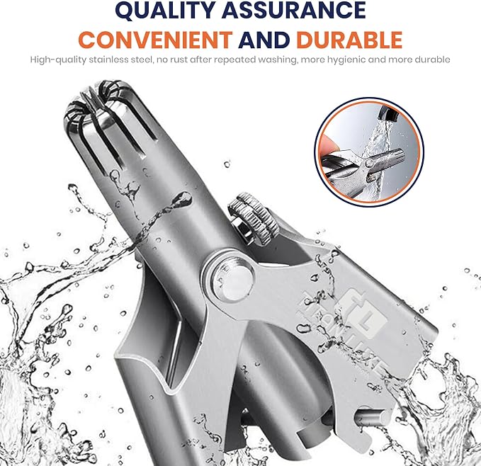 Stainless Steel Manual Nose Hair Trimmer for Men and Women | Manual Nose and Ear Hair Trimmer | Nose Clippers, 360° Rotating Hair Trimmers | Washable Nosehair Remover - Pack of 2