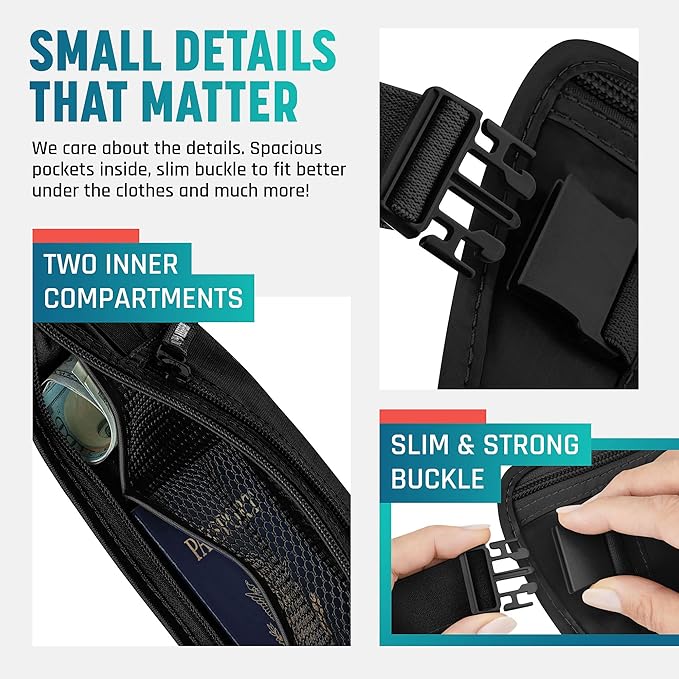 Alpha Keeper Money Belt for Travel Men Women Hidden RFID Passport Holder