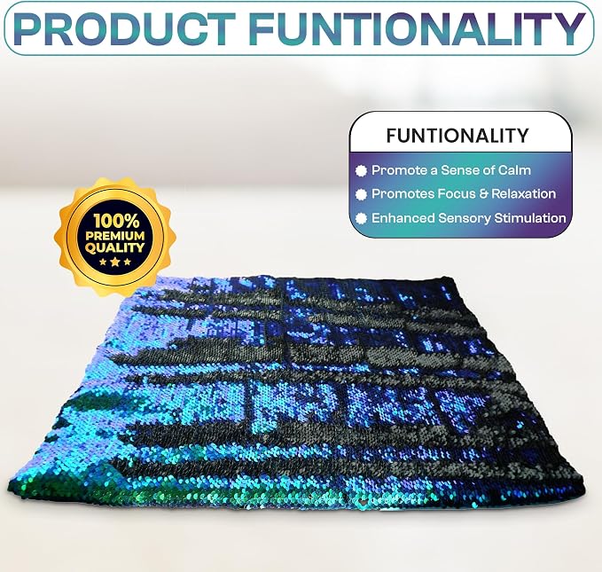 Weighted Lap Pad for Kids, 5 lb Sensory Blanket with Sequin Fabric