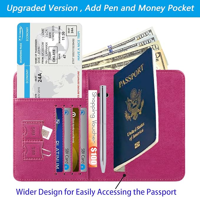 Passport Holder, Travel Essentials, Passport Cover, RFID Travel Wallet | Passport Wallet, Travel Accessories, RFID Blocking, Synthetic Leather Card Case, International Must Haves, For Women Men