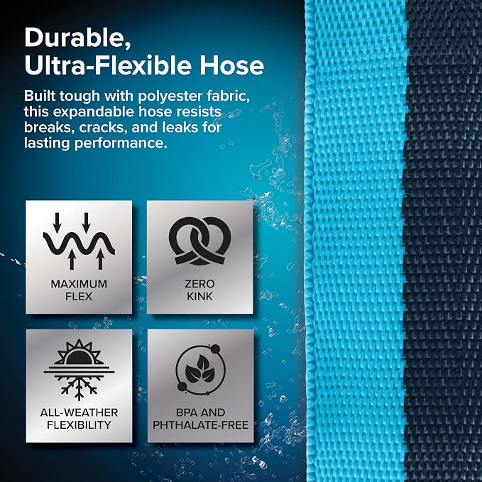 Camco EvoFlex2 50-ft Drinking Water Hose - RV Drinking Water Hose Reinforced with Fabric & Ultra Lightweight - Contains No Lead, No BPA & No Phthalate - Abrasion Resistant (22579) | Lead-free, BPA-free drinking water hose with flexible, anti-kink design