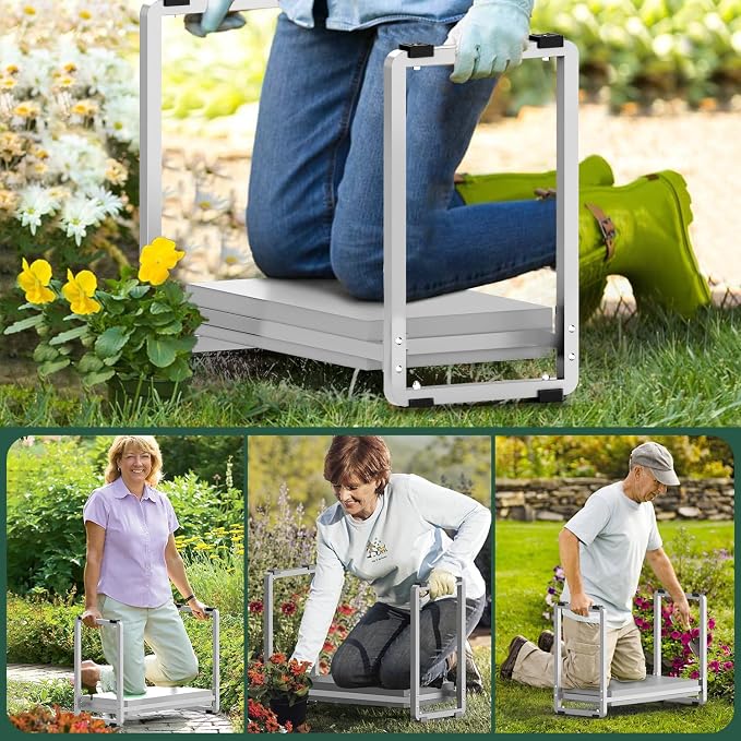 Garden Kneeler and Seat, 10.2" Wider Heavy Duty Thick for Kneeling and Seat | Multifunctional Thick Gardening Bench for Kneeling and Seat, Gardening Gifts for Women, Seniors Grandparents, Gray