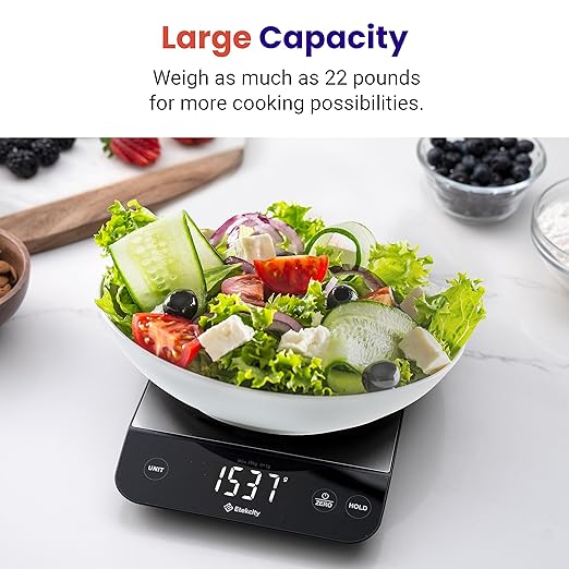 Etekcity Digital Food Kitchen Scale, Grams and Oz for Weight Loss, Baking and Cooking, 0.05oz/1g Precise Graduation,5 Weight Units, IPX6 Waterproof, USB Rechargeable,304 Stainless Steel-Silver, 22lb | Digital scale with grams & ounces, 1g precision, 5 ...