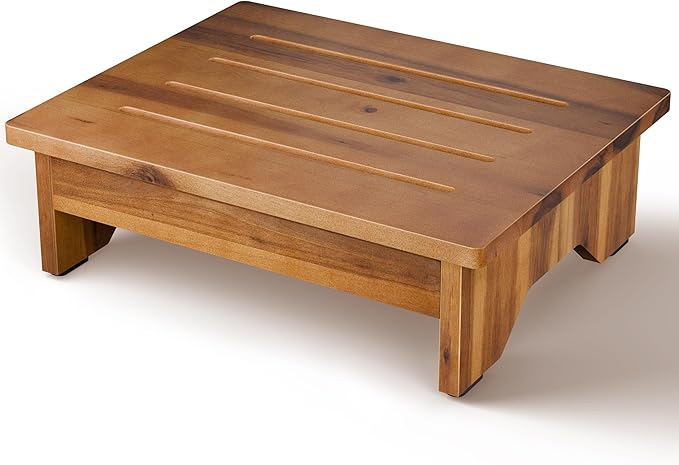 HOLANA 5” Acacia Wooden Step Stool for Adults (Fully Assembled) - 500 LBS Capacity Small Step Stool, Bed Steps for High Beds for Adults - Small Wooden Stool for Handicap, Elderly, Seniors, Home