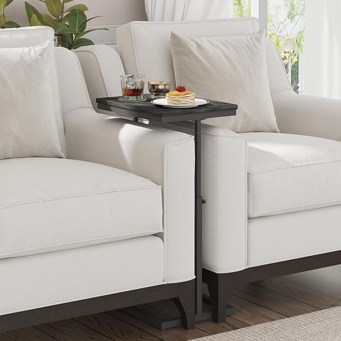 TUTOTAK End Table, Side Table, Tall Couch Table, Sofa Table | for Living Room, Bedroom, Grey TB01BY083P