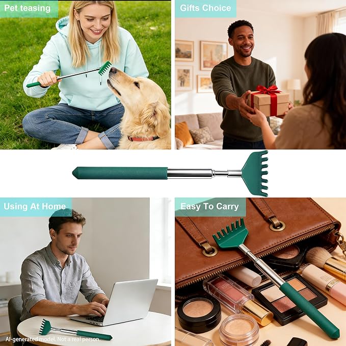 2 Pack Back scratchers Set,Stainless Steel Back Scratcher Extendable | for Back,Neck,Shoulders,Beautiful Present Packaging Gifts for Thanksgiving,Christmas (Green)