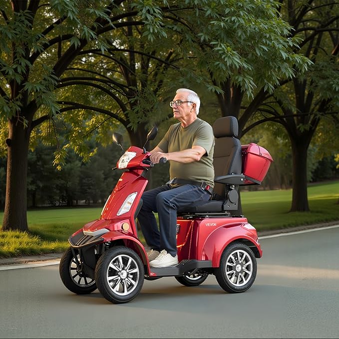 VEVOR Heavy Duty 4-Wheel Mobility Scooter, Powerful 1000W Brushless Motor, 500 lbs Capacity, 21.5 Miles Long Range, All Terrain Mobility Scooter with Lockable Trunk for Seniors & Adults