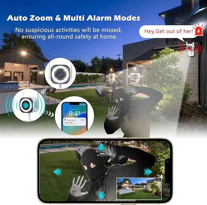 5G Outdoor/Indoor Camera for Home Security, 2K Baby Monitor Cameras for Bedroom/Elder/Dog/Pet Security Camera,3X Zoom, IP66 Waterproof,Night Vision, Two-Way Talk, SD/Cloud-2Pack