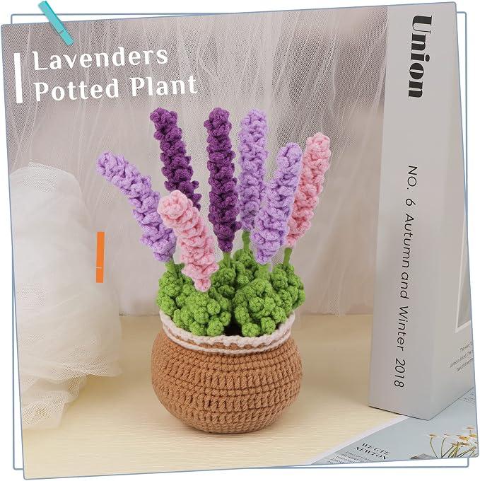 kgxulr Crochet Kit, Crochet Kit for Beginners Flowers, Purple Lavender | Crochet Kit for Beginners Flowers, Beginner Crochet Kit for Adults, Birthday Party, Wedding, Mother's Day or Thanksgiving