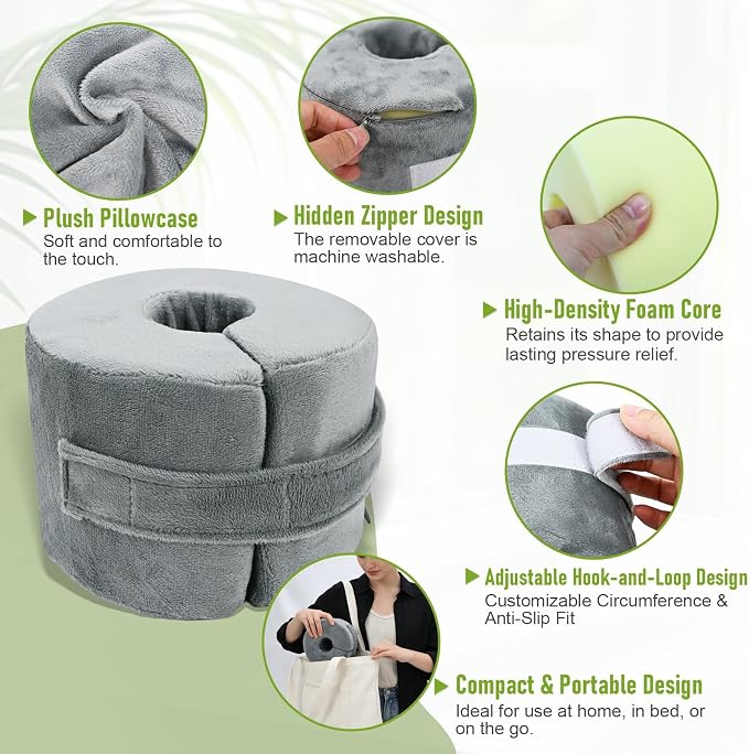 Foot & Ankle Elevation Pillow for Bed Sores & Surgery Recovery - High-Density Foam Heel Protectors with Washable Cover - Support Cushion for Elderly Care, Bedridden Patients & Post-Op Use (Small, 1PC)