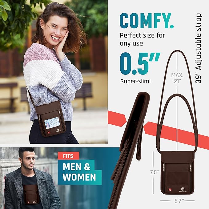 Alpha Keeper Neck Wallet for Travel Man and Women, RFID Passport Holder