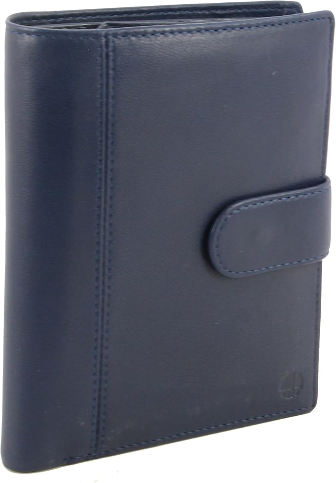 Genuine Sheep Leather Smart Family Size Passport Travel Wallet/Holder - (Blue)