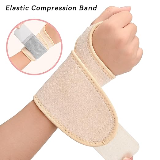 Carpal Tunnel Wrist Brace for Right Left Hand 2 Pairs, Wrist Support Wraps for Women Men, Adjustable Wrist Brace for Tendonitis, Arthritis, Weightlifting, Sports, Day Night Support, Grey&Nude