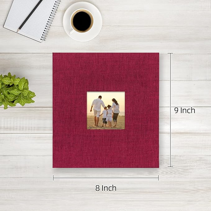 potricher Small Photo Album 4x6 200 Photos Linen Cover Picture Photo Book for Family Wedding Anniversary Baby Vacation (Red,200 Pockets)