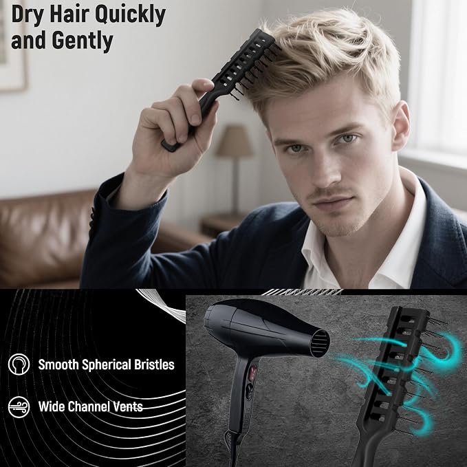 SalonSilk Hair Brush for Men, 5PCS Men Hair Brush & Styling Comb Set, Professional Barber Tools for All Hair Types, Perfect for Styling, Grooming, and Detangling
