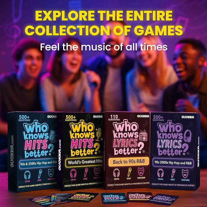 Quokka Who Knows Hits Better? 500+ Questions Music Games – The Ultimate Music Trivia Challenge for Adult & Family Party Games – Fun Singing, Karaoke & Guess-the-Song Game Night for Teens & Girls