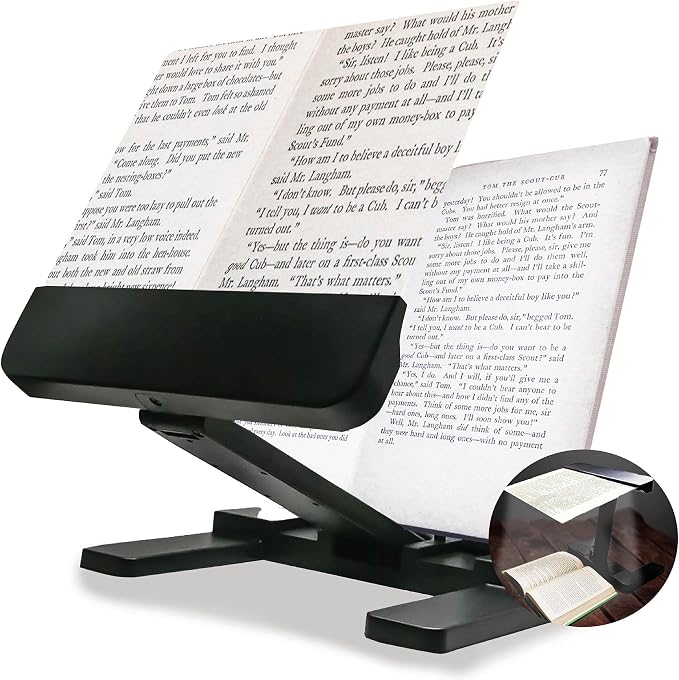 MAGNIPROS LED Page Magnifier with Stand – Full Page Lighted Magnifying Glass for Reading Small Print, Foldable & Adjustable Stand, Portable Magnifier Reduces Eye Strain for Seniors