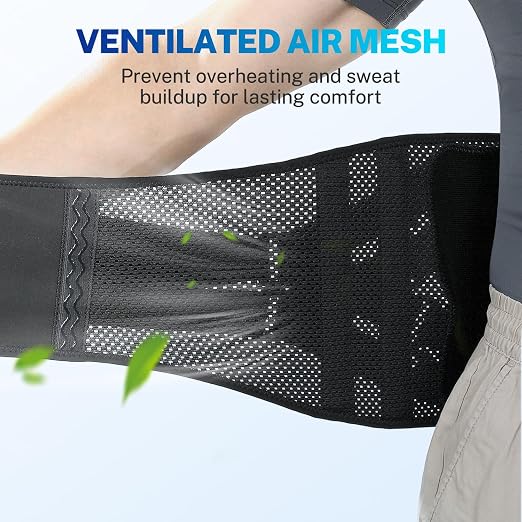 Back Brace for Women Men, Reinforced 3D Lumbar Support Pad, 4 Carbon Fiber Splints, Ultra-thin Air Mesh, Wear for Under Clothes, for Lower Back Pain Relief, Sciatica, Posture, Lifting, Size XXL