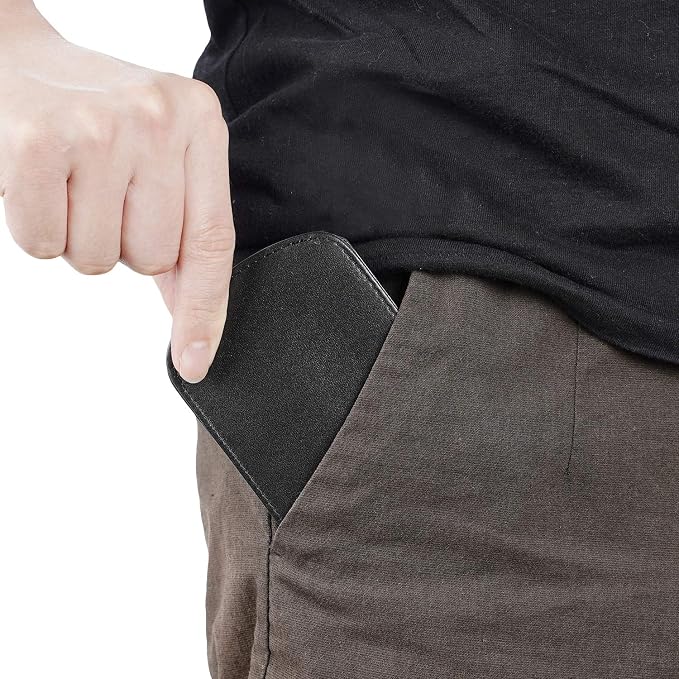 Polare Slim Curve Front Pocket RFID Blocking Italian Real Leather Bifold Wallet for Men (Black)
