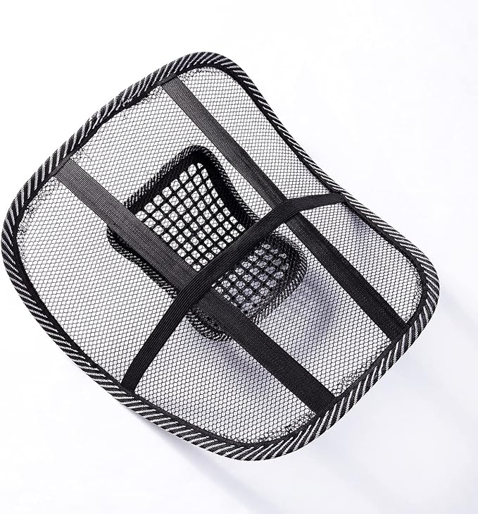 Lumbar Support for Chair 8 x 12 Inches Car Mesh Back Support with Massage Beads Ergonomic Designed Breathable Lumbar Back for Office Chair (Black, One Size)
