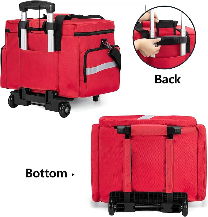 Trunab Rolling Medical Bag with Detachable Trolley, Nurse Responder Case | 15.6" laptop sleeve, Removable Dividers, Empty Bag for EMT/EMS/Doctors/Nurses