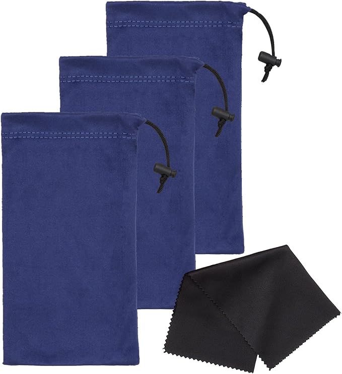 Mamlyn Premium Quality Microfiber Sunglasses Pouch With Spring Fastener