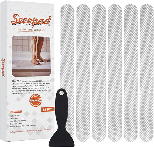 Anti Slip Shower Stickers 24 PCS Safety Bathtub Strips Adhesive Decals with Premium Scraper for Bath Tub Shower Stairs Ladders Boats